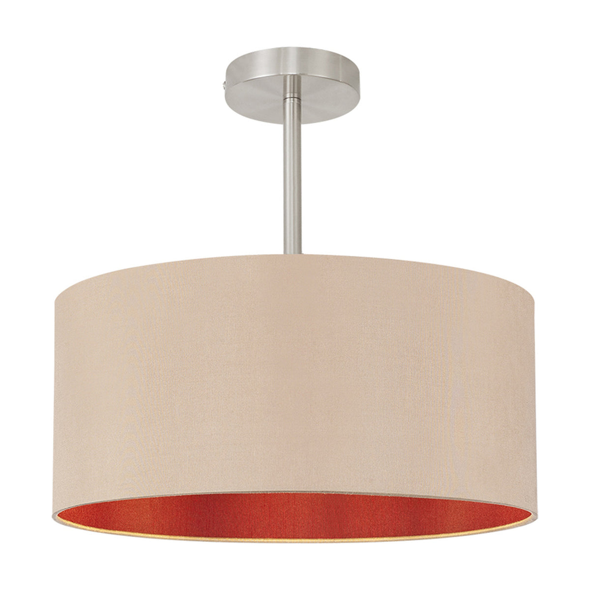 Baymont Semi Flush Ceiling Light 40cm Antique Gold - Satin Nickel