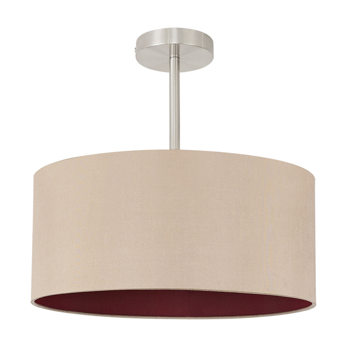 Baymont Semi Flush Ceiling Light 40cm Antique Gold - Satin Nickel