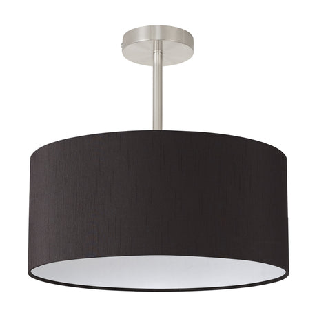 Baymont E27 Semi Flush Ceiling Light 40cm Black - Satin Nickel