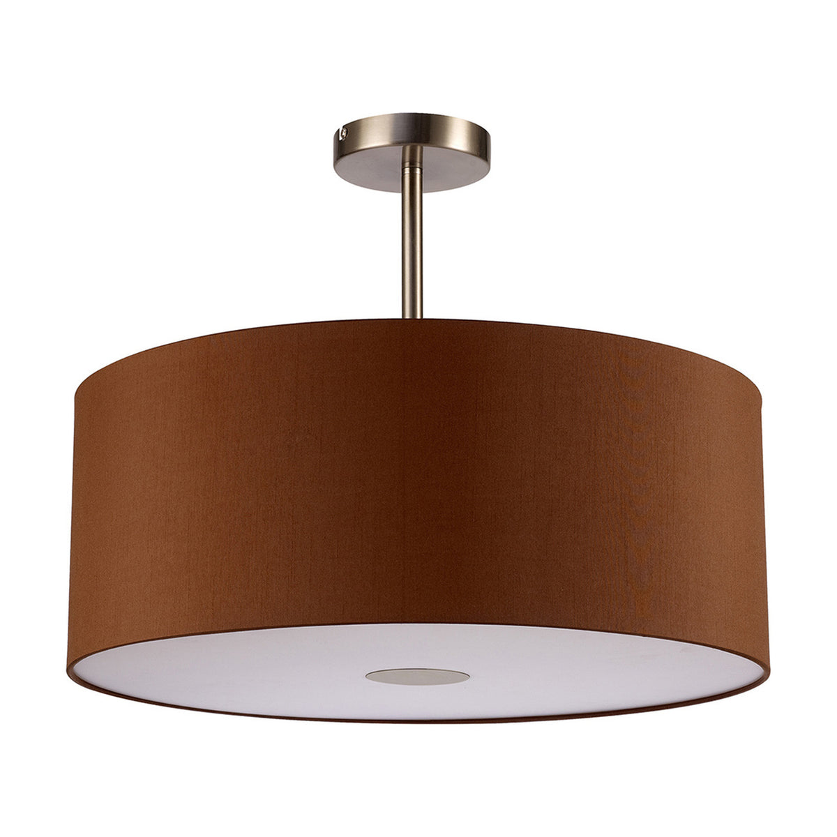 Baymont Semi Flush Ceiling Light 50cm Raw Cocoa - Satin Nickel