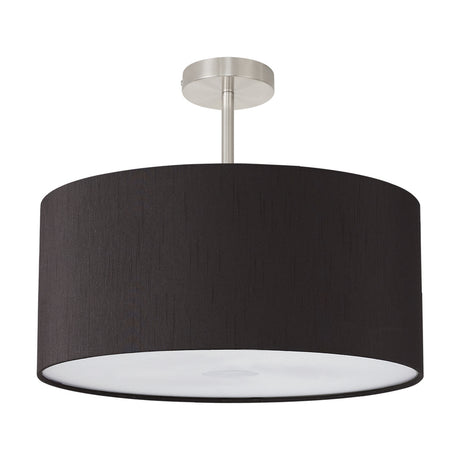 Baymont E27 Semi Flush Ceiling Light 50cm Black - Satin Nickel