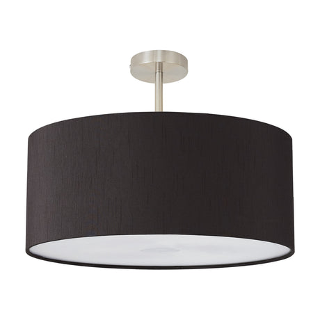 Baymont E27 Semi Flush Ceiling Light 60cm Black - Satin Nickel