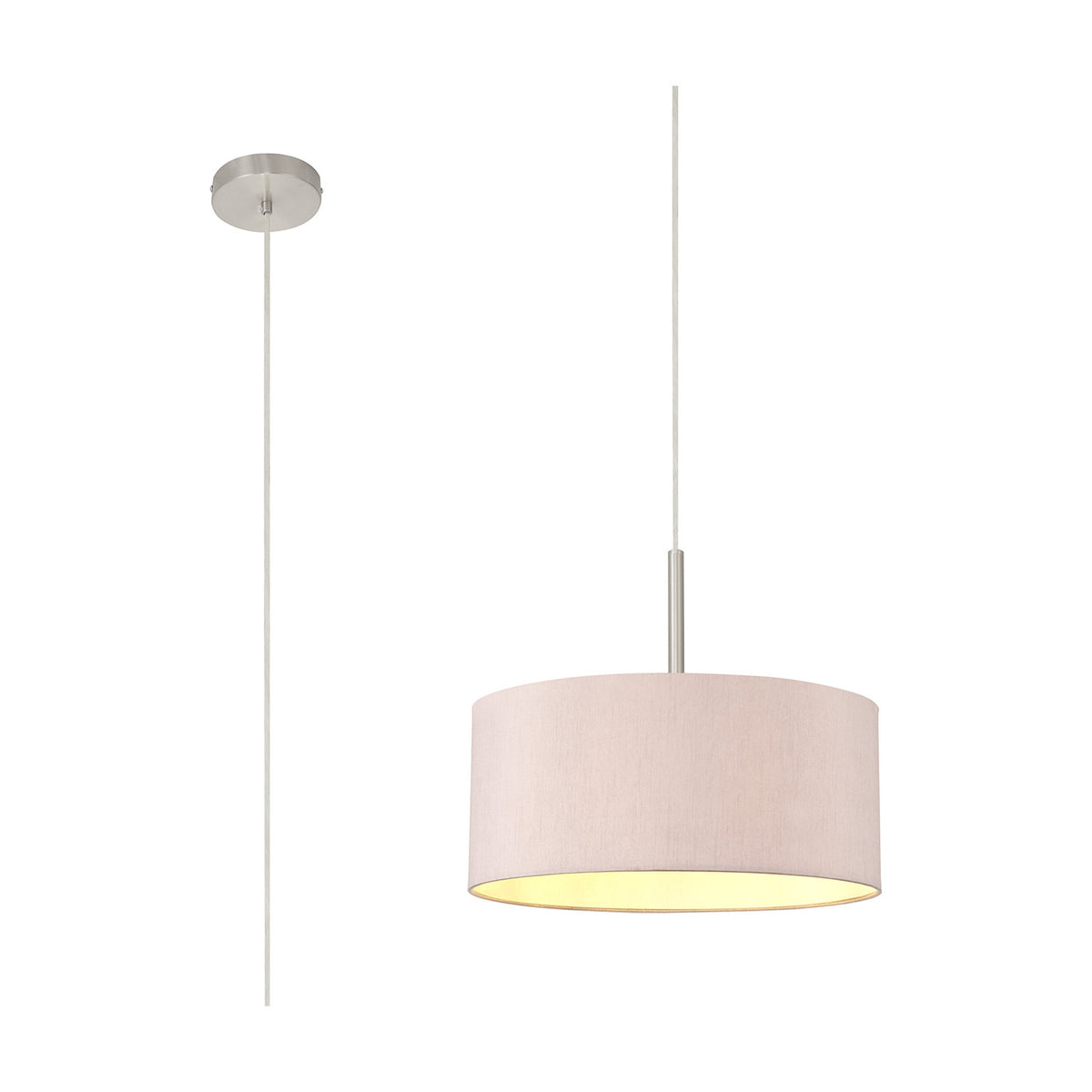 Baymont E27 Pendant Light 40cm Taupe - Satin Nickel