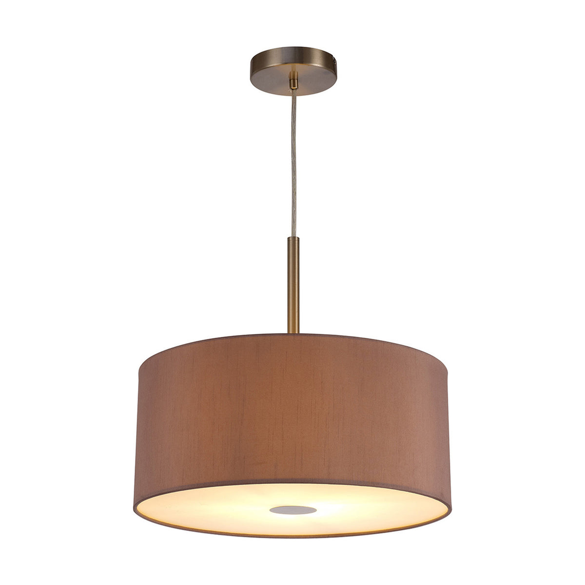 Baymont Frosted Diffuser Pendant 40cm Taupe - Satin Nickel