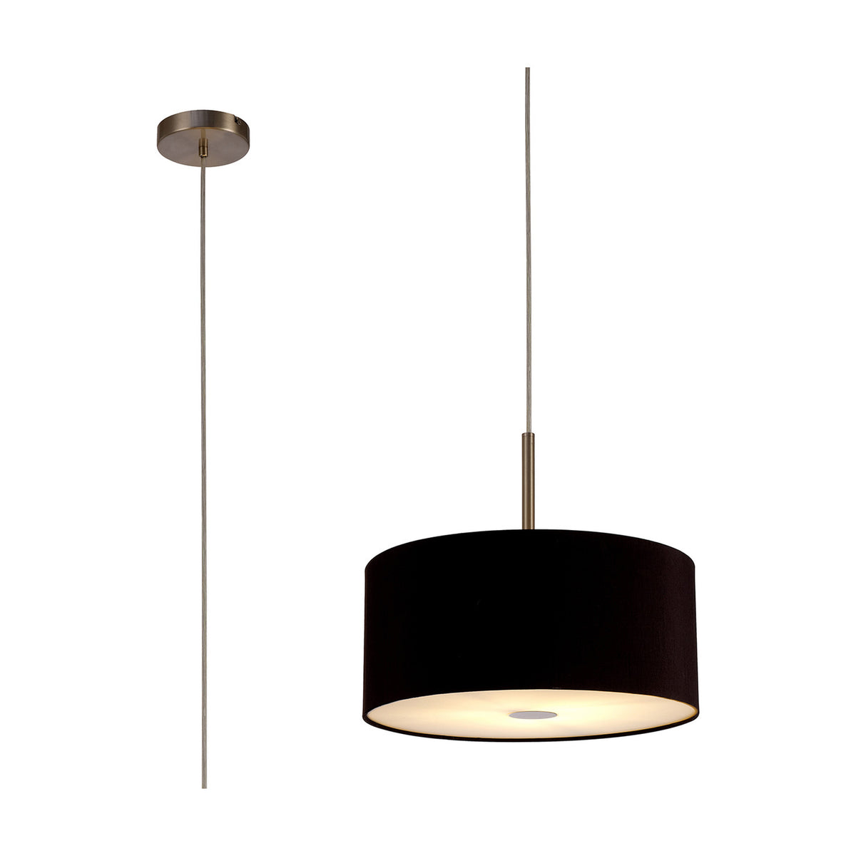 Baymont Pendant Light 40cm Midnight Black Diffuser - Satin Nickel