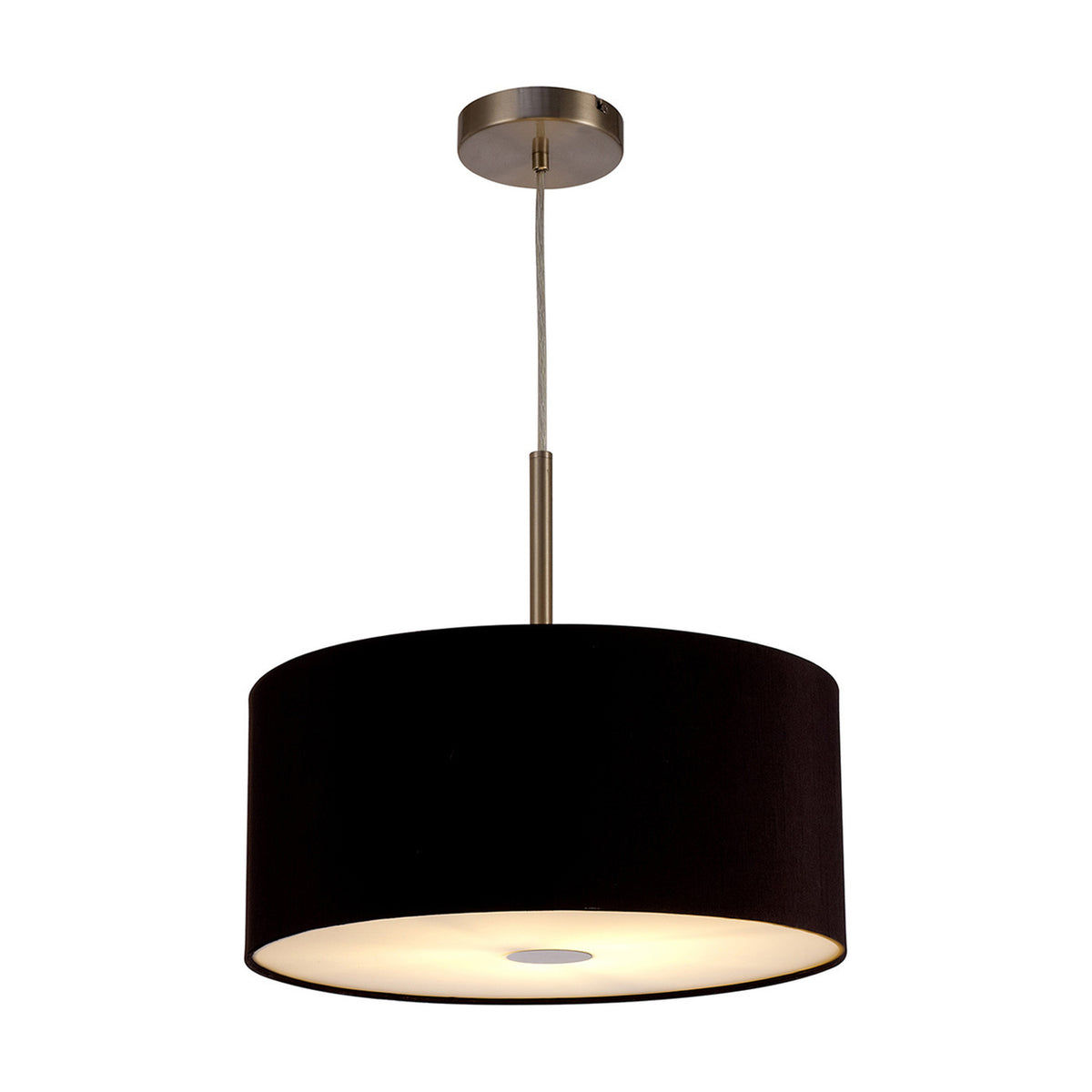 Baymont Pendant Light 40cm Midnight Black Diffuser - Satin Nickel