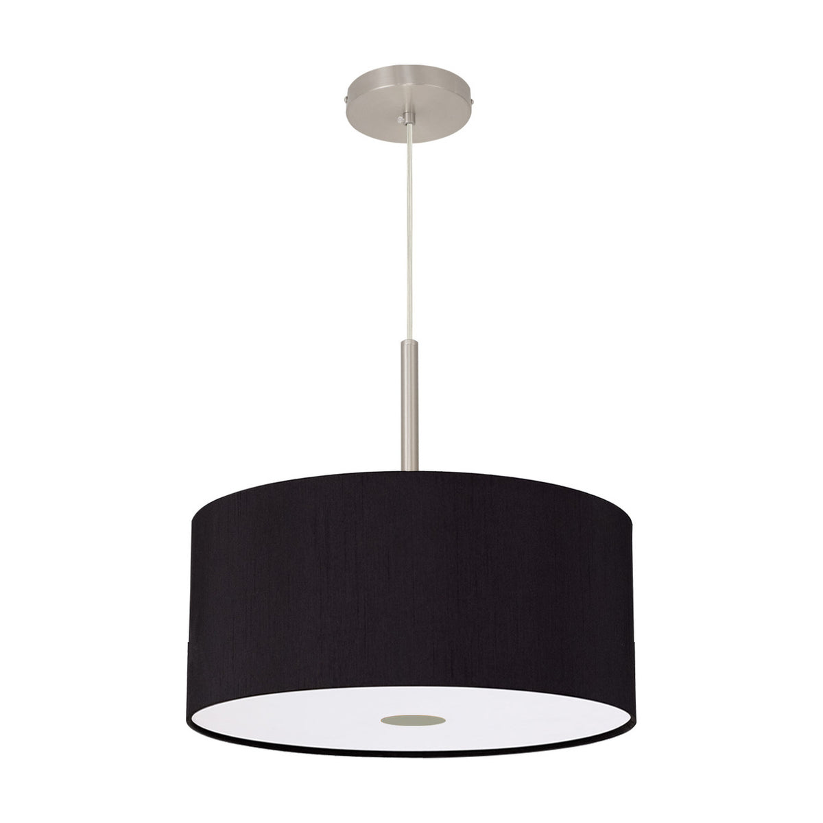 Baymont Pendant Light 40cm Midnight Black Diffuser - Satin Nickel