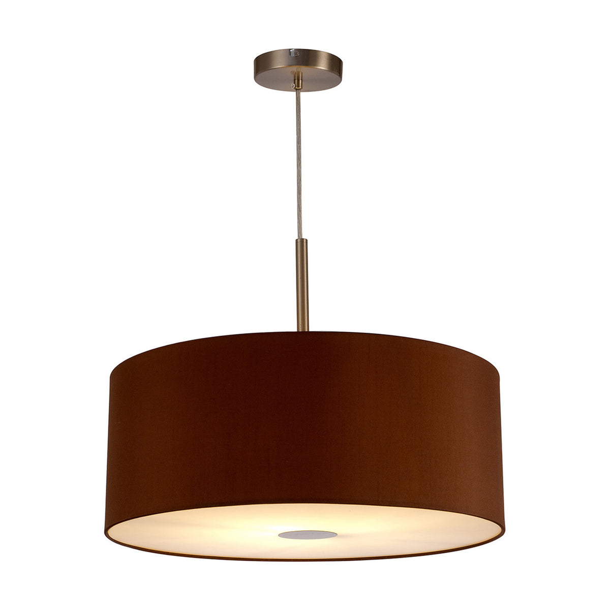 Baymont E27 Pendant Light 50cm Raw Cocoa - Satin Nickel