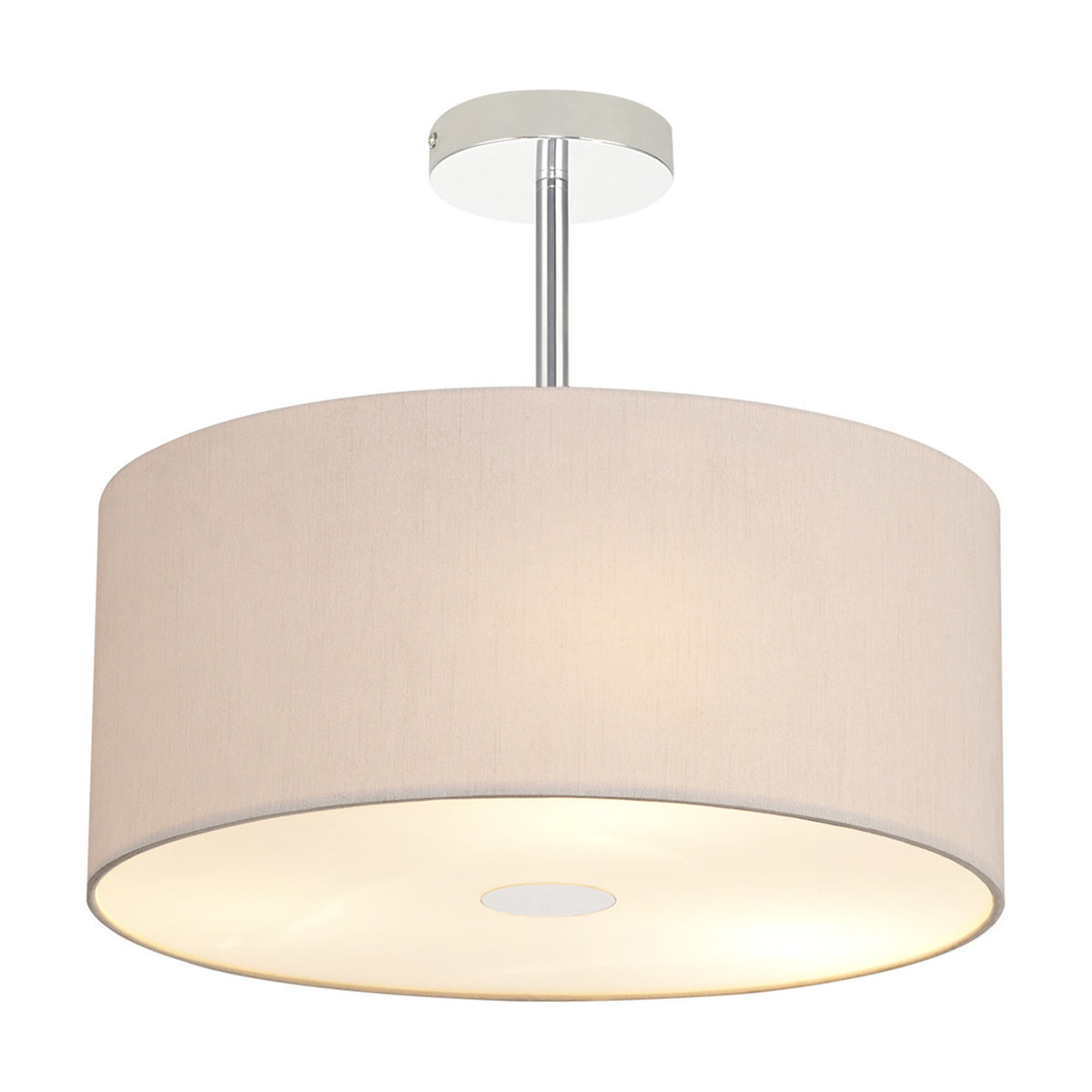 Baymont 3 Light Semi Flush Beige 40cm - Polished Chrome