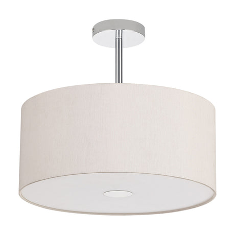 Baymont 3 Light Semi Flush Beige 40cm - Polished Chrome