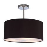 Baymont 3 Light Semi Flush Black 40cm - Polished Chrome