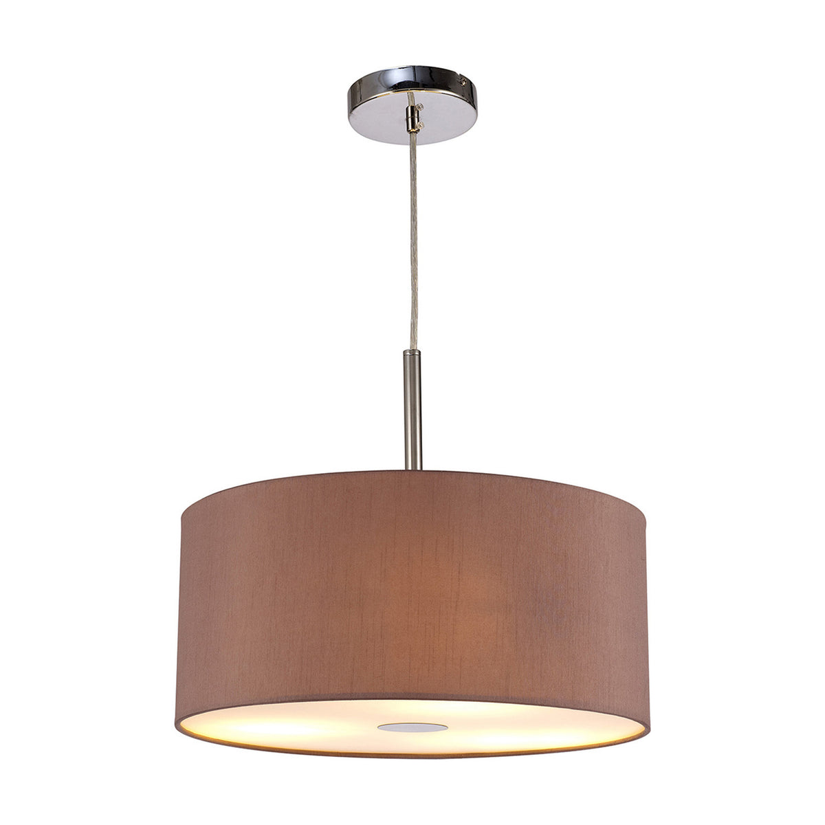Baymont 3 Light E27 Pendant Light 40cm Taupe - Polished Chrome