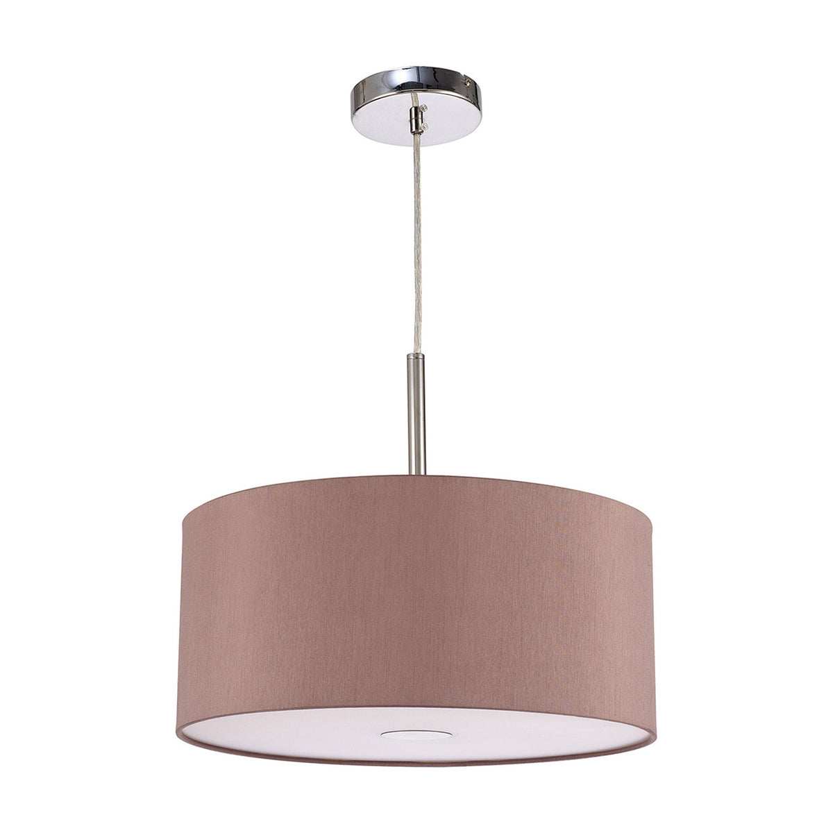 Baymont 3 Light E27 Pendant Light 40cm Taupe - Polished Chrome