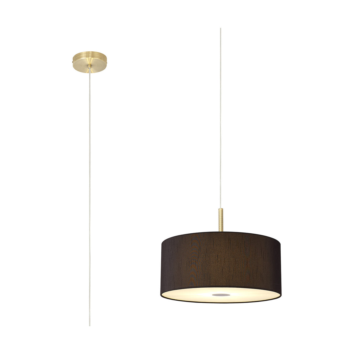 Baymont 3 Light E27 Pendant Light 40cm Black - Antique Brass