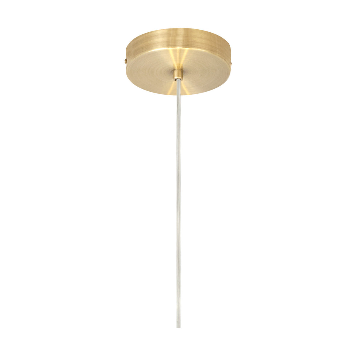 Baymont 3 Light E27 Pendant Light ceiling rose in antique brass finish with a single cord dropping down, shown against a plain white background.