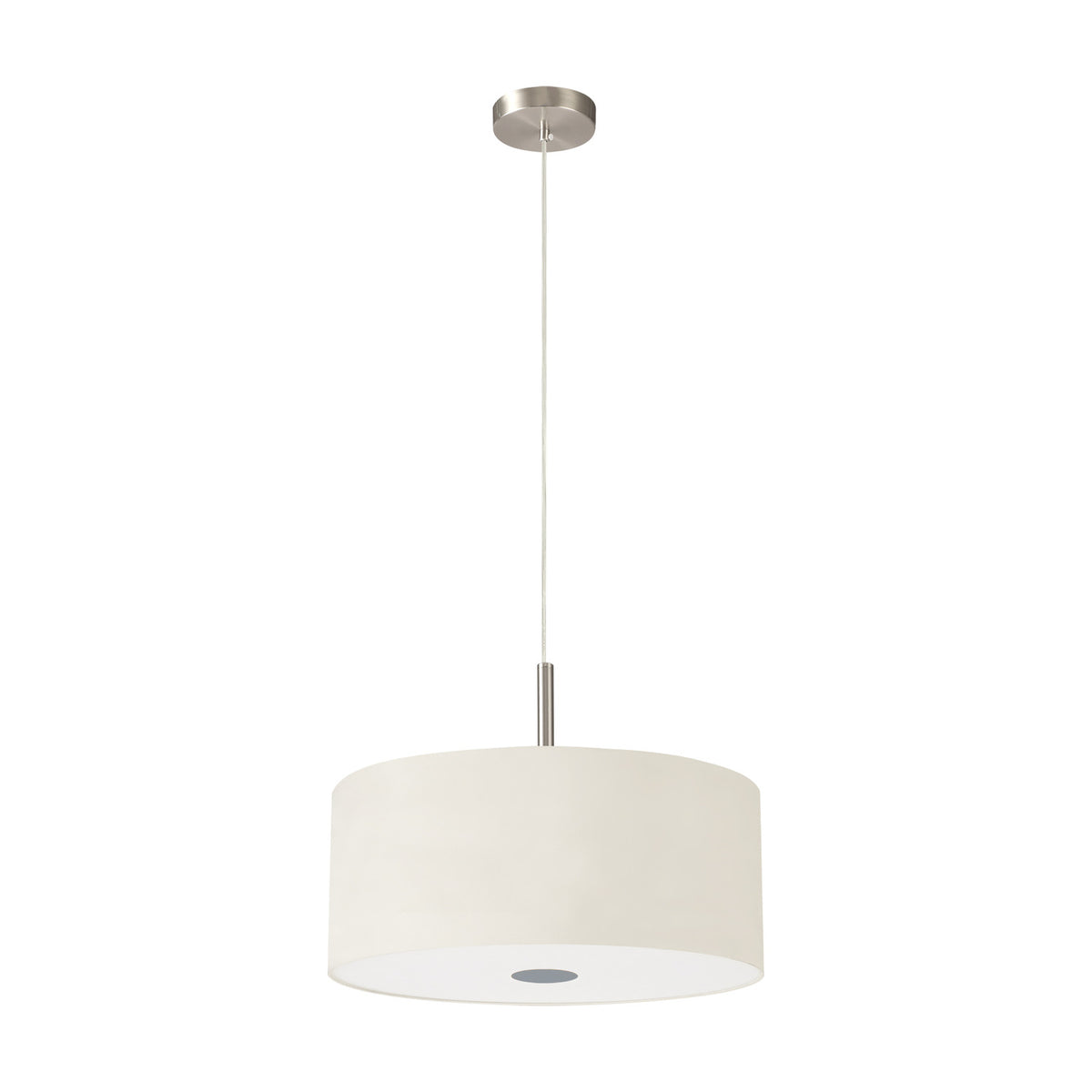 Baymont E27 3 Light Pendant Light Ivory Pearl 40cm - Satin Nickel