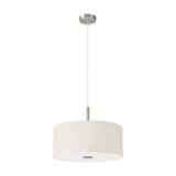 Baymont E27 3 Light Pendant Light Ivory Pearl 40cm - Satin Nickel