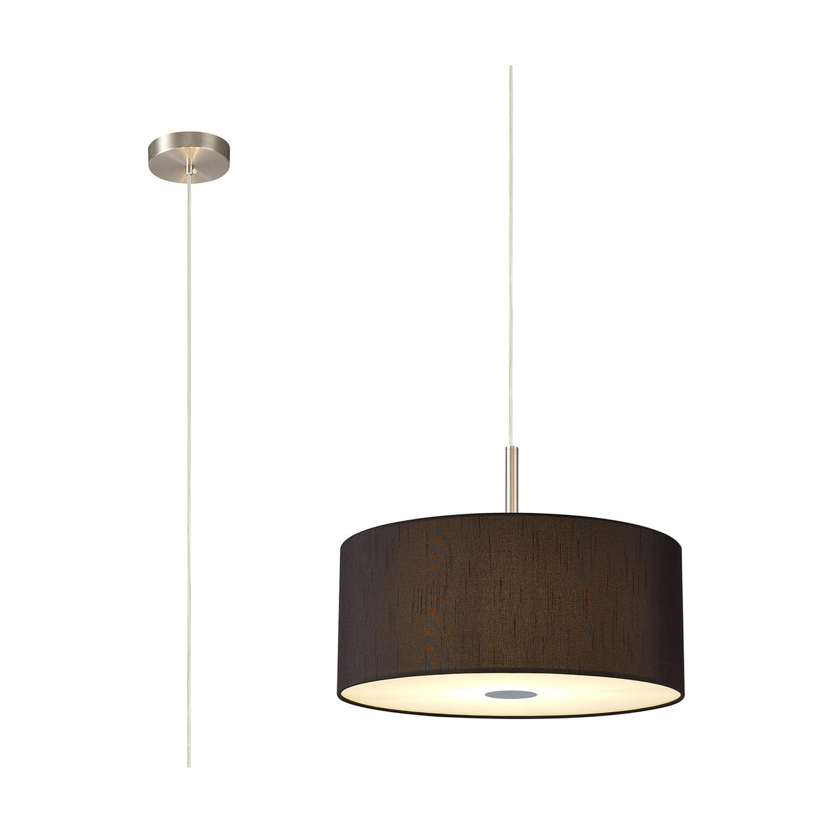 Baymont 3 Light E27 Pendant Light 40cm Black - Satin Nickel