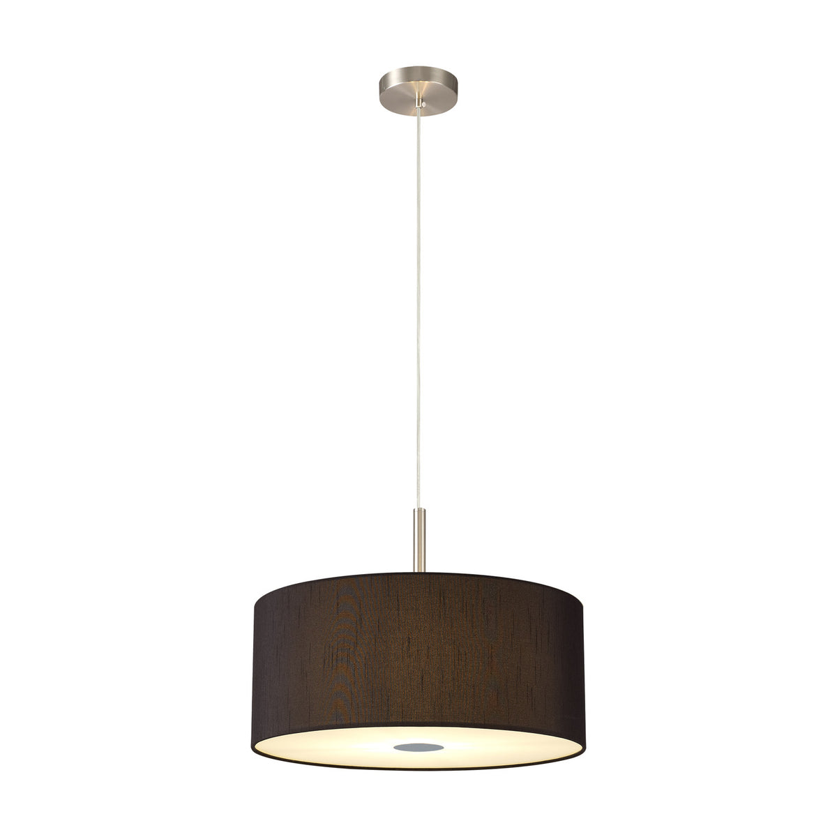 Baymont 3 Light E27 Pendant Light 40cm Black - Satin Nickel
