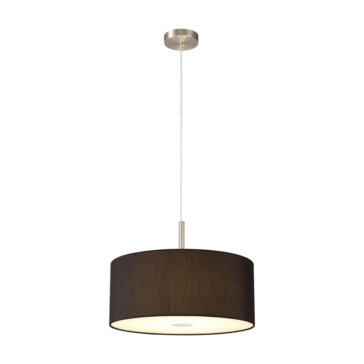 Baymont 3 Light Faux Silk Pendant Light 40cm Black - Satin Nickel