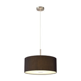 Baymont 3 Light Faux Silk Pendant Light 40cm Black - Satin Nickel