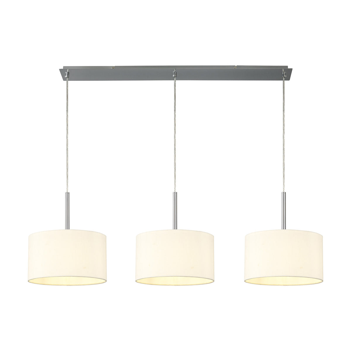 Baymont 3 Light E27 Pendant Light Ivory Pearl - Polished Chrome
