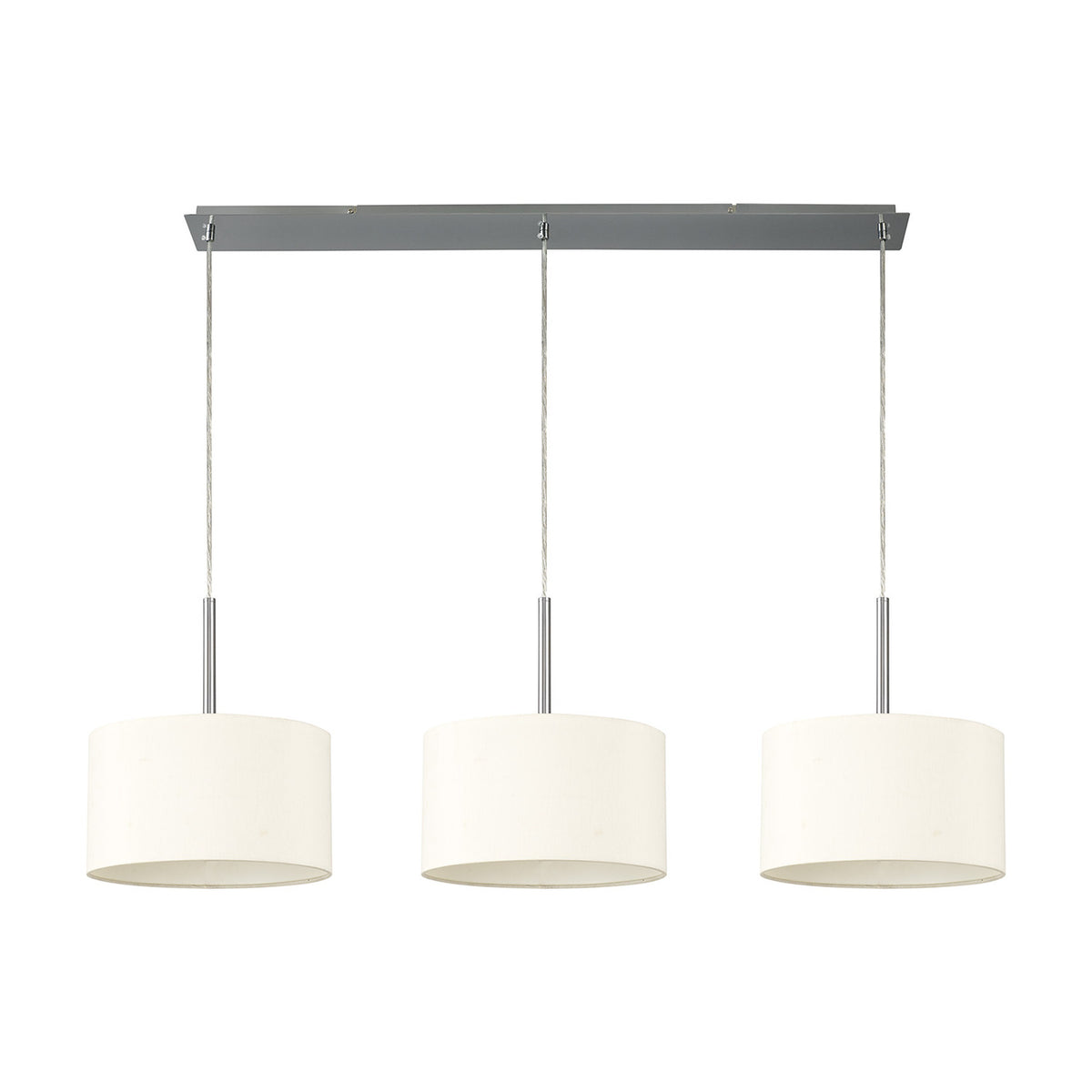 Baymont 3 Light E27 Pendant Light Ivory Pearl - Polished Chrome