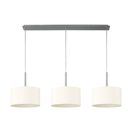 Baymont 3 Light E27 Pendant Light Ivory Pearl - Polished Chrome