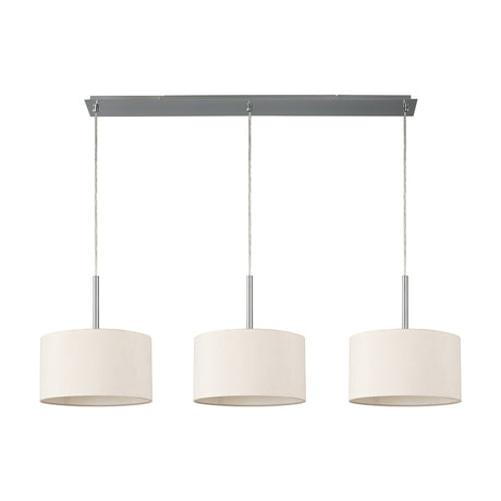 Baymont 3 Light E27 Pendant Light Nude Beige - Polished Chrome