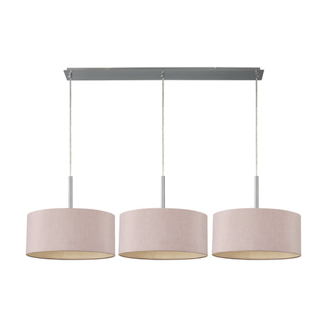 Baymont 3 Light Pendant Light 1.29m Drop Taupe - Polished Chrome