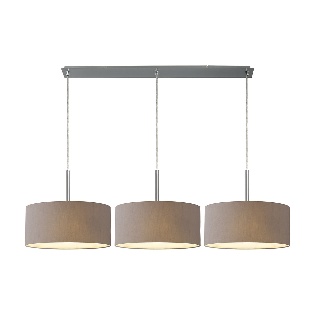 Baymont 3 Light Pendant Light 1.29m Drop Grey - Polished Chrome