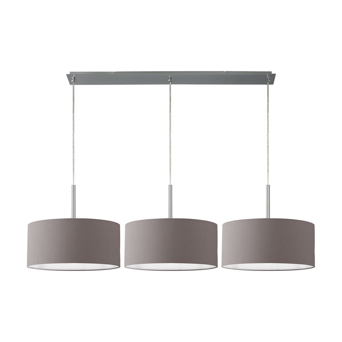 Baymont 3 Light Pendant Light 1.29m Drop Grey - Polished Chrome
