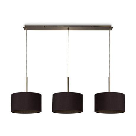 Baymont 3 Light E27 Pendant Light Midnight Black - Antique Brass