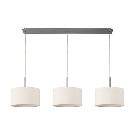 Baymont 3 Light E27 Pendant Light Nude Beige - Satin Nickel