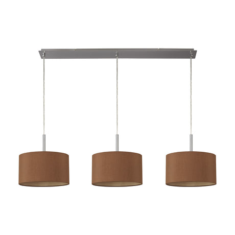 Baymont 3 Light Pendant Light 1.19m Drop Raw Cocoa - Satin Nickel