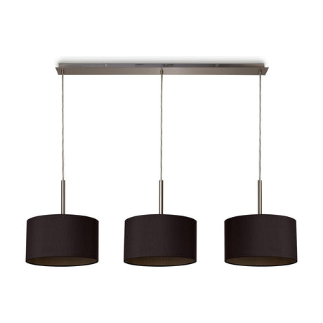 Baymont 3 Light E27 Pendant Light Midnight Black - Satin Nickel