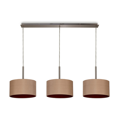 Baymont 3 Light E27 Pendant Light Antique Gold - Satin Nickel