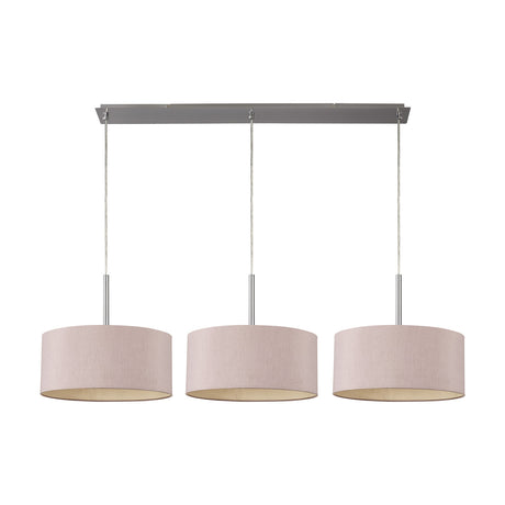 Baymont 3 Light E27 Pendant Light 1.29m Drop Taupe - Satin Nickel