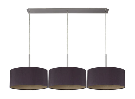 Baymont 3 Light Pendant 1.29m Long Midnight Black - Satin Nickel
