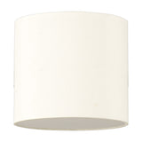 Baymont 3 Light Flush Ceiling Light, 30cm ivory pearl fabric drum shade with white lining, shown against a plain white background.