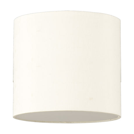 Baymont 3 Light Flush Ceiling Light, 30cm ivory pearl fabric drum shade with white lining, shown against a plain white background.