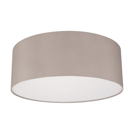 Baymont 5 Light E27 Flush Ceiling Light 60cm in grey faux silk with a white interior and frosted acrylic diffuser, shown on a plain white background.