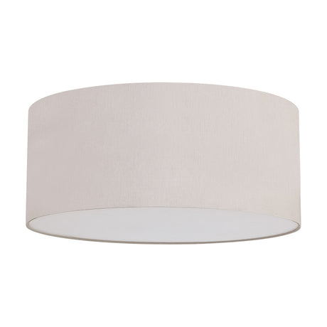 Baymont 5 Light E27 Flush Ceiling Light 60cm in nude beige fabric with a frosted acrylic diffuser, shown against a plain white background.