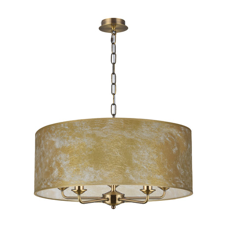 Banyan 5 Light E14 Pendant Light 60cm Gold Leaf - Antique Brass