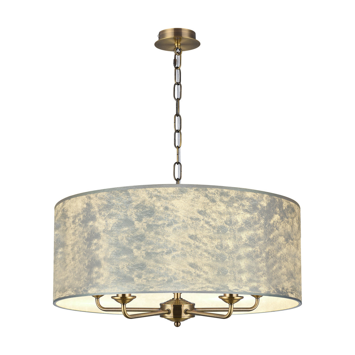 Banyan 5 Light E14 Pendant Light 60cm Silver Leaf - Antique Brass