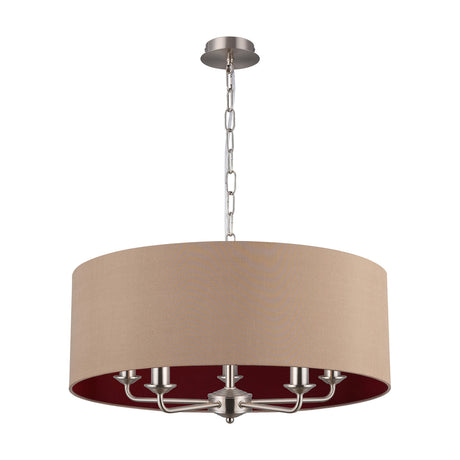 Banyan 5 Light E14 Pendant Light 60cm Antique Gold - Satin Nickel