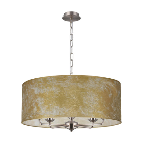 Banyan 5 Light E14 Pendant Light 60cm Gold Leaf - Satin Nickel