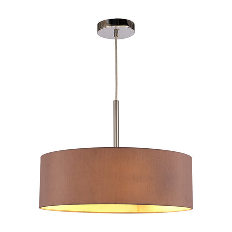 Baymont 3 Light E27 Pendant Light 45cm Taupe - Polished Chrome