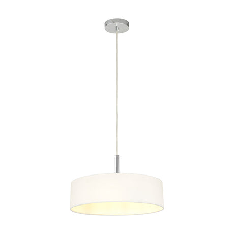 Baymont 3 Light E27 Pendant Light 45cm White - Polished Chrome