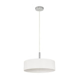 Baymont 3 Light E27 Pendant Light 45cm White - Polished Chrome